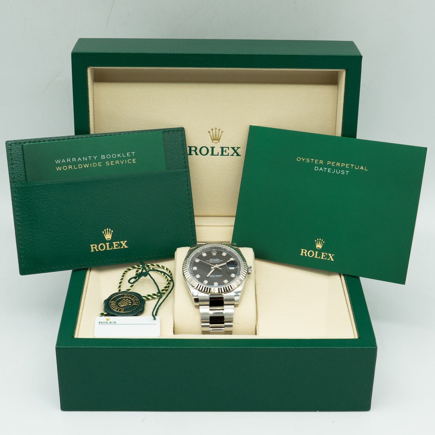 Rolex Datejust 41 Stainless Steel Factory Black Diamond Dial 126334