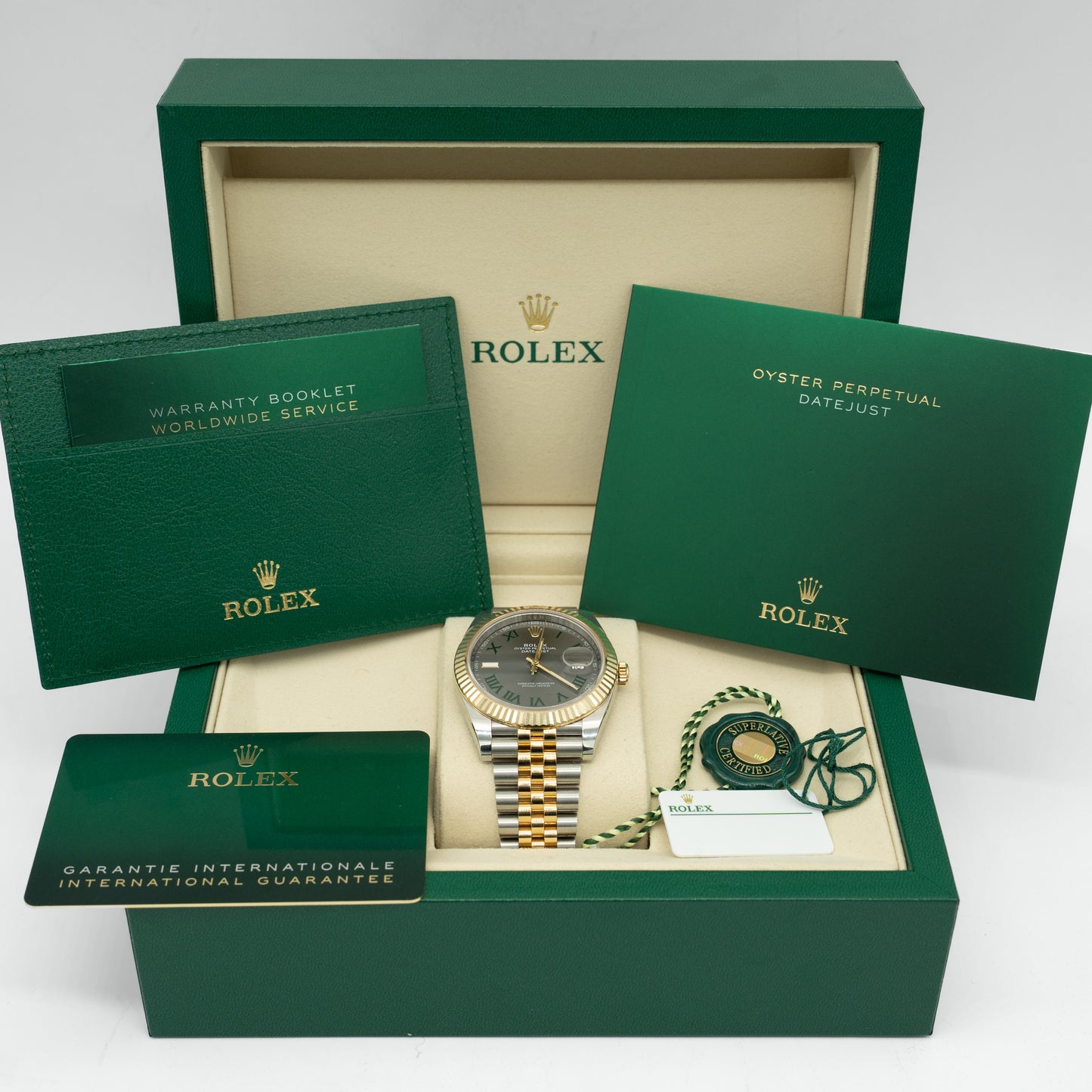 Rolex Datejust 41mm Fluted Bezel Slate Green Roman Dial 126333