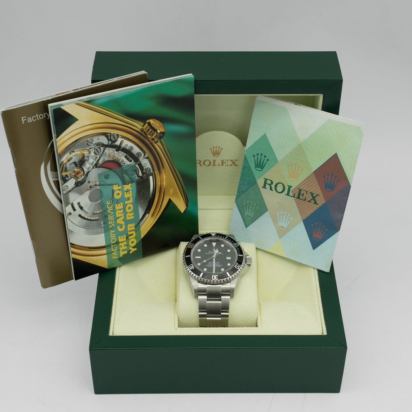 Rolex Sea-Dweller 16600 Silver Oyster Bracelet with Black Bezel B&P
