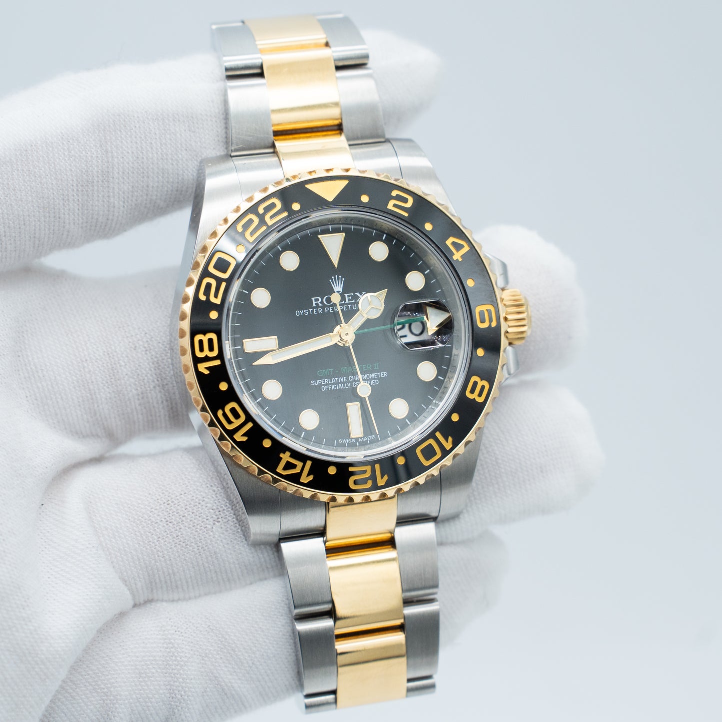 Rolex GMT-Master II Gold & Steel 116713LN Oyster Bracelet Black Dial