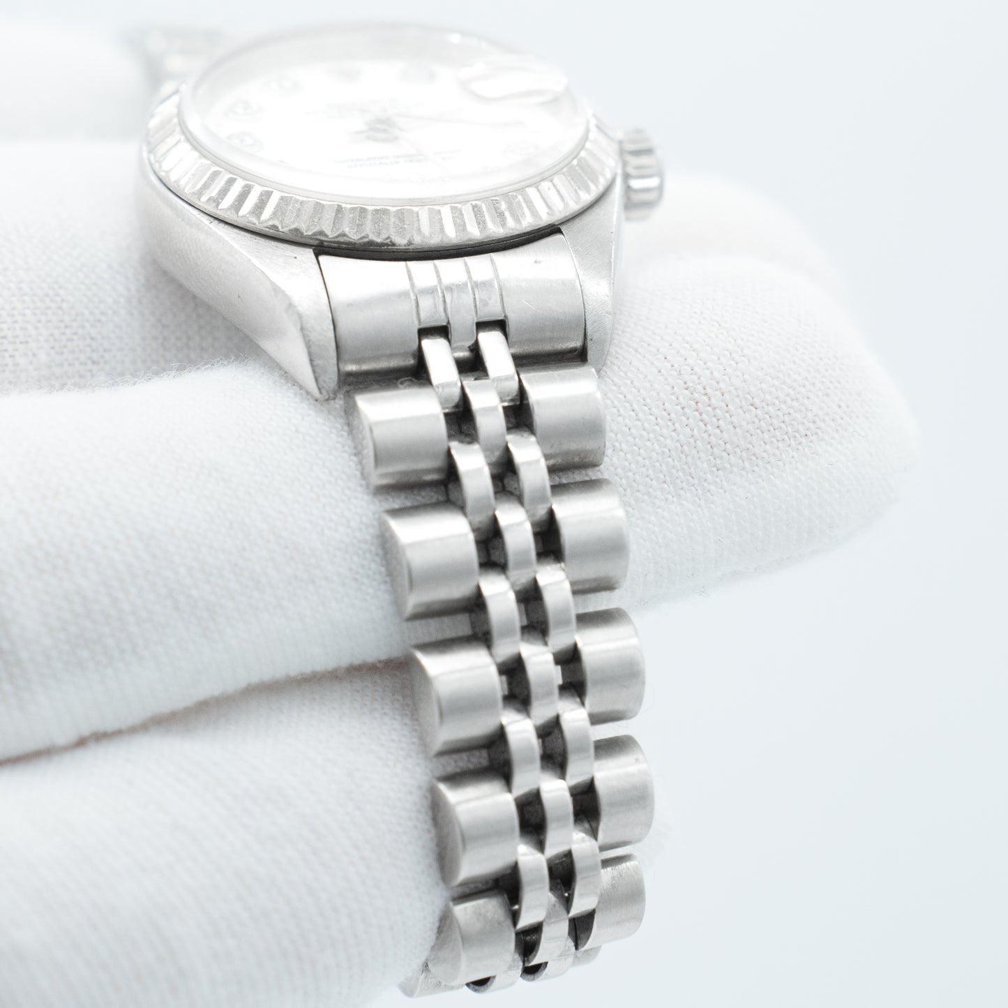 Rolex Datejust Steel White Gold Silver Diamond Dial Ladies Watch 79174