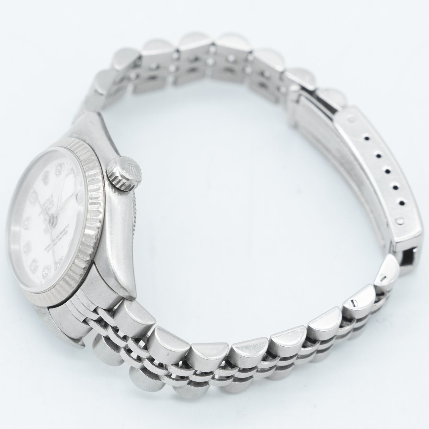 Rolex Datejust Steel White Gold Silver Diamond Dial Ladies Watch 79174