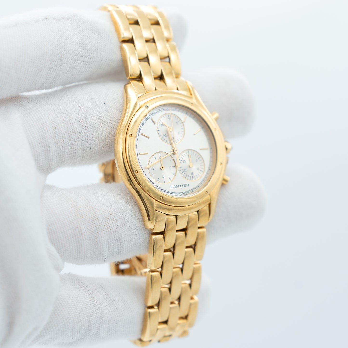 Cartier Cougar Chronograph 11621 Yellow Gold Silver Dial