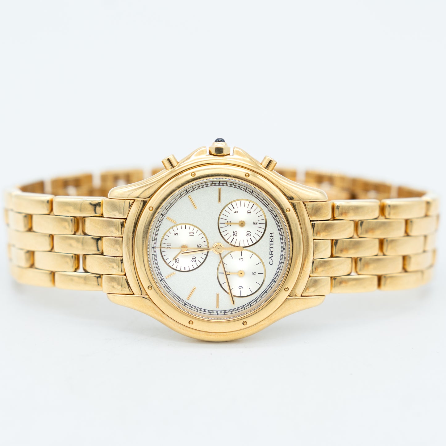 Cartier Cougar Chronograph 11621 Yellow Gold Silver Dial