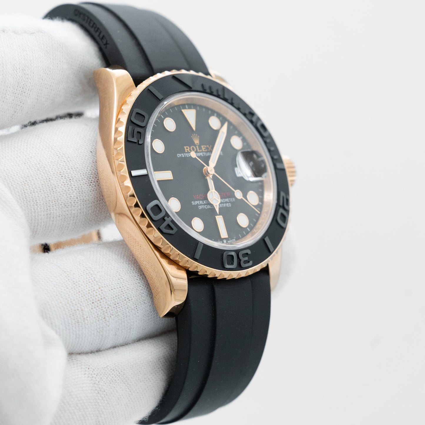 Rolex Yacht-Master 40mm 126655 BLACK 18K Rose Gold Oysterflex