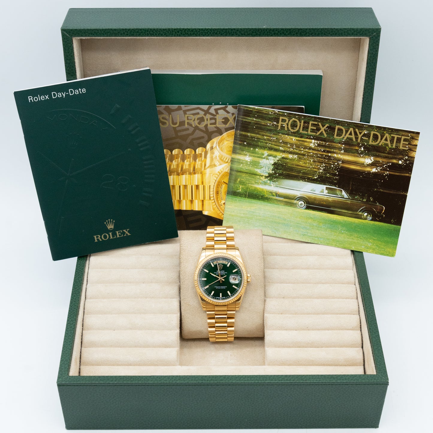Rolex Day Date 118238 Green Dial 36mm "President" with Service Card