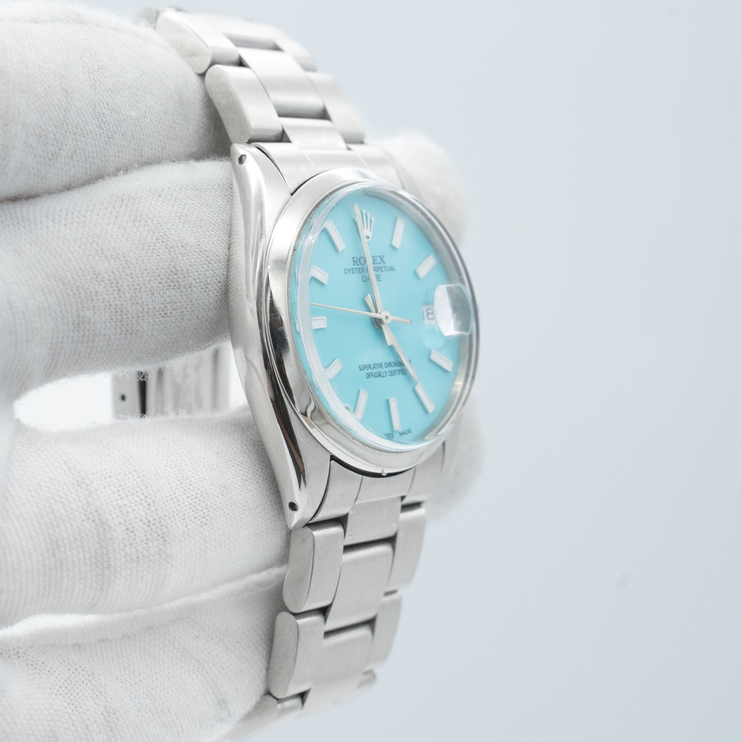 Rolex Oysterdate Precision 6694 with AFTERMARKET Turquoise Tiffany Dial