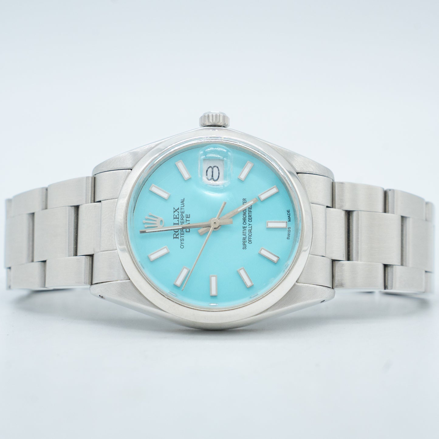 Rolex Oysterdate Precision 6694 with AFTERMARKET Turquoise Tiffany Dial