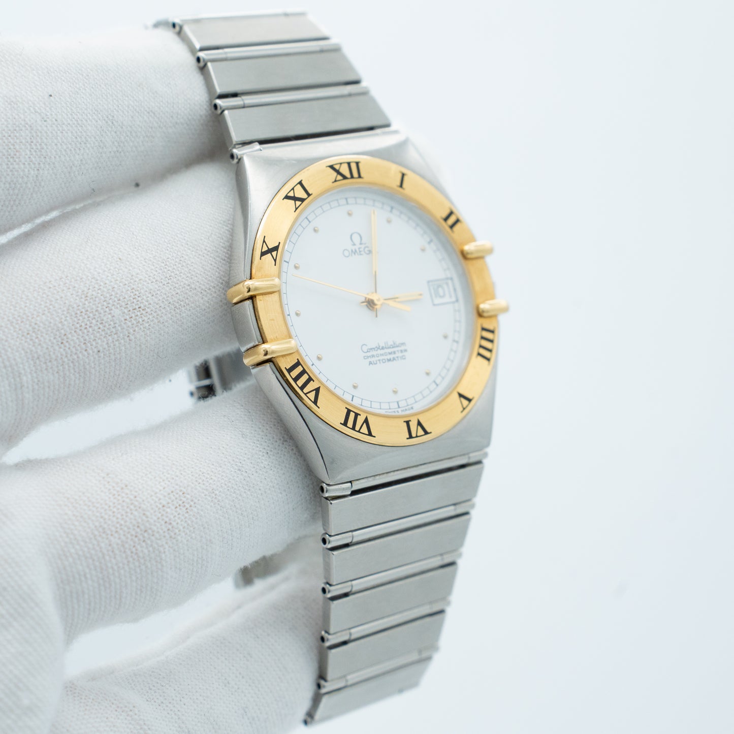 Omega Constellation Yellow Gold White Dial Stainless Steel