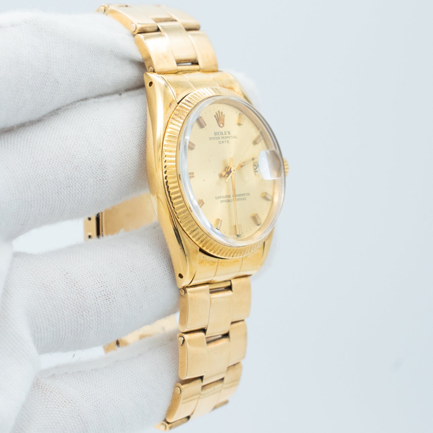 Rolex Oyster Perpetual Date 18K Yellow Gold 1503 with After Market Bracelet