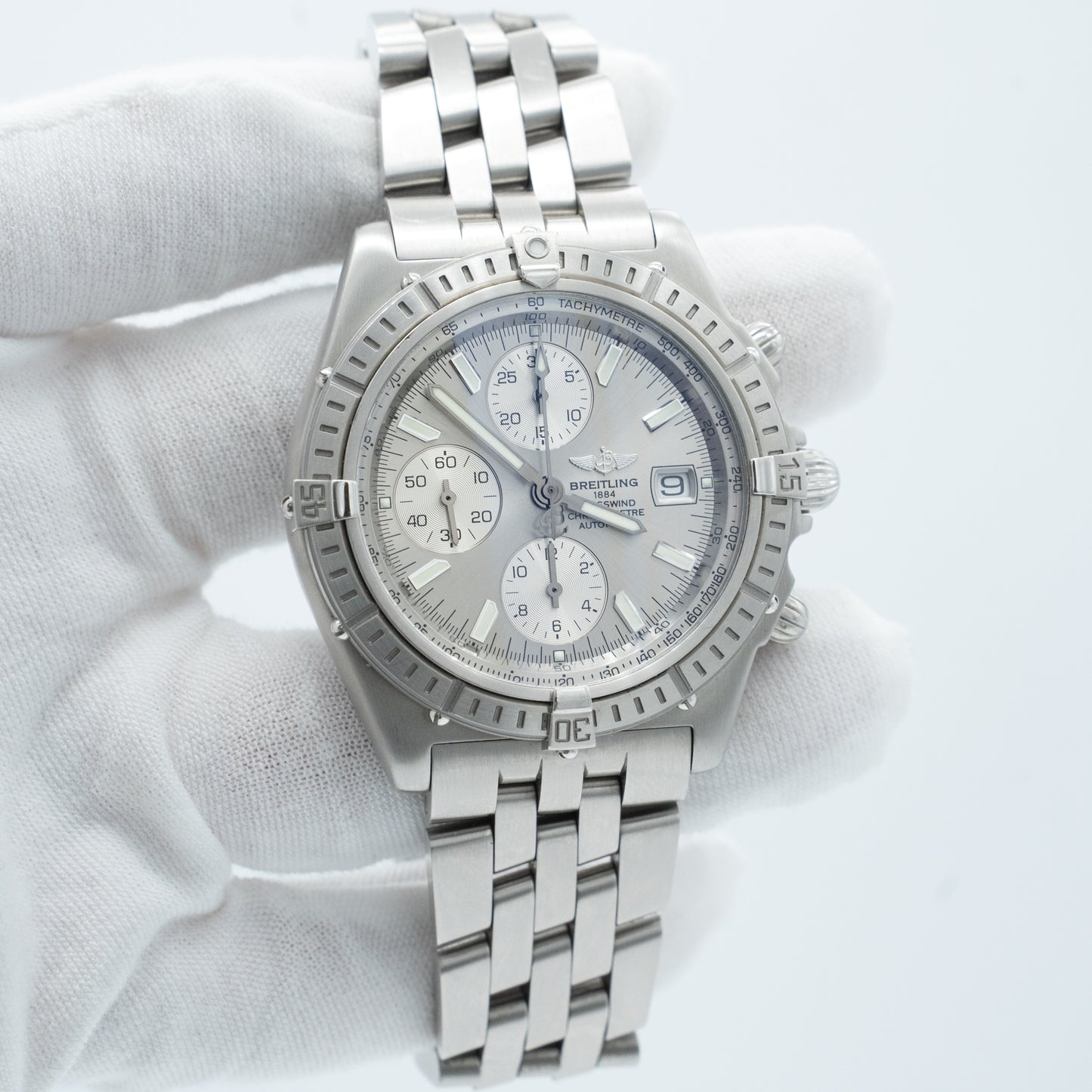 Breitling Crosswind 43mm Steel Chronograph Silver Dial Automatic Watch A13355
