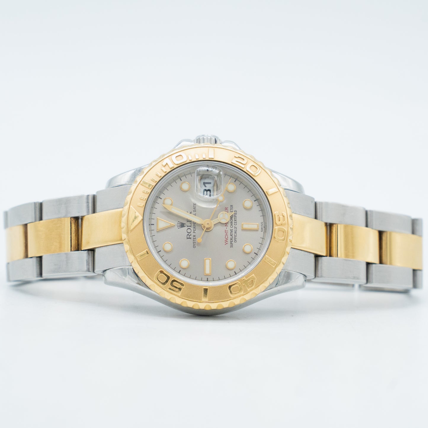 Rolex Ladies 18kt Gold Stainless YachtMaster Silver Dial 169623