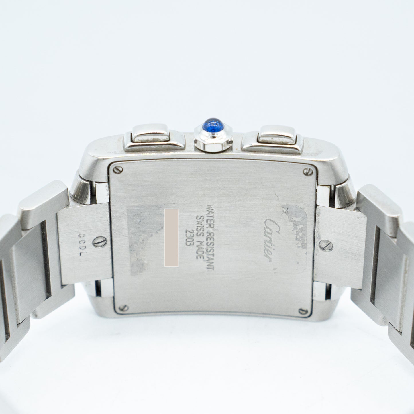 Cartier 28mm Tank Francaise Chronoflex Chronograph Quartz Watch 2303