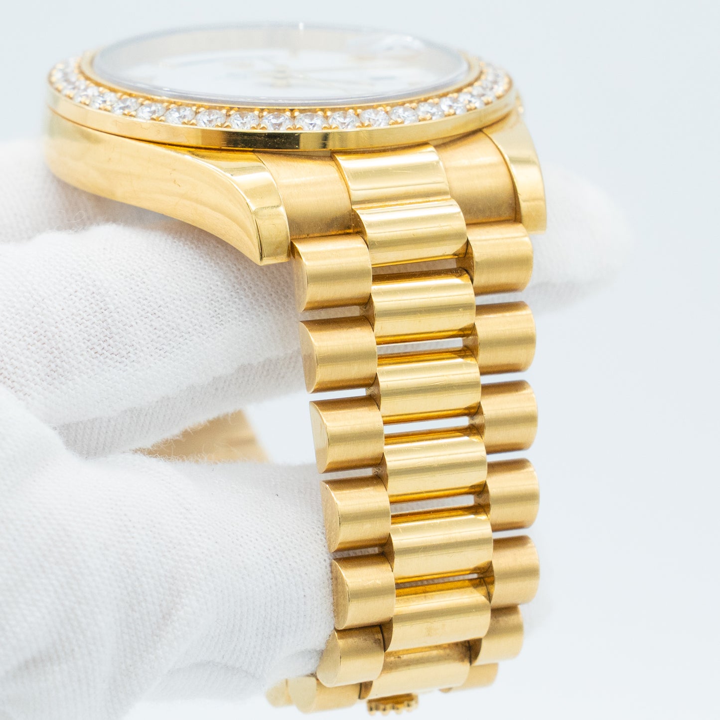 Rolex Day-Date II White Roman Dial Factory Diamond 41mm 218348 2013