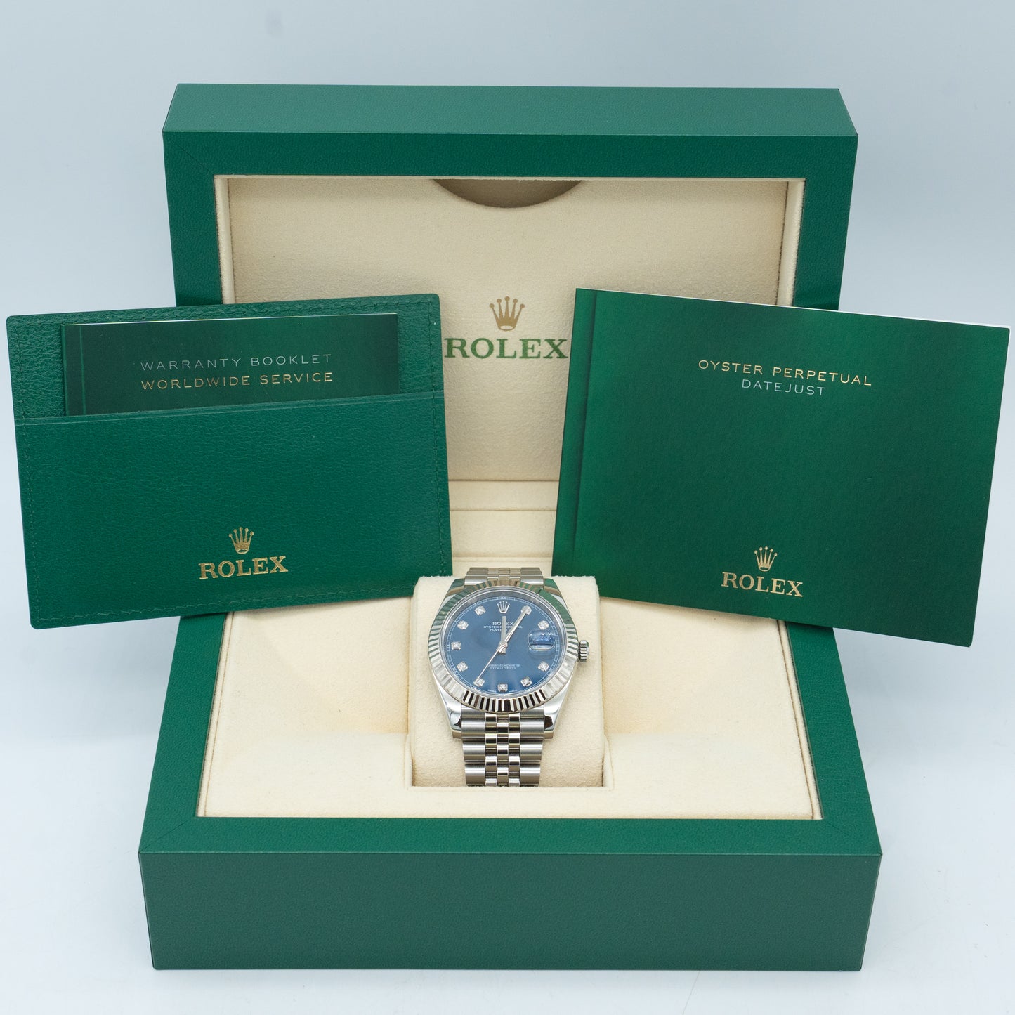 Rolex Datejust 41 2021 Blue Diamond Dial Fluted Bezel Stainless Steel