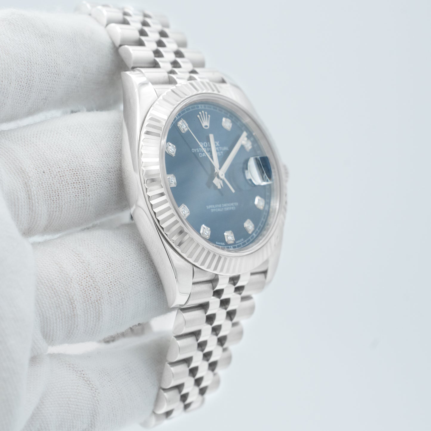 Rolex Datejust 41 2021 Blue Diamond Dial Fluted Bezel Stainless Steel