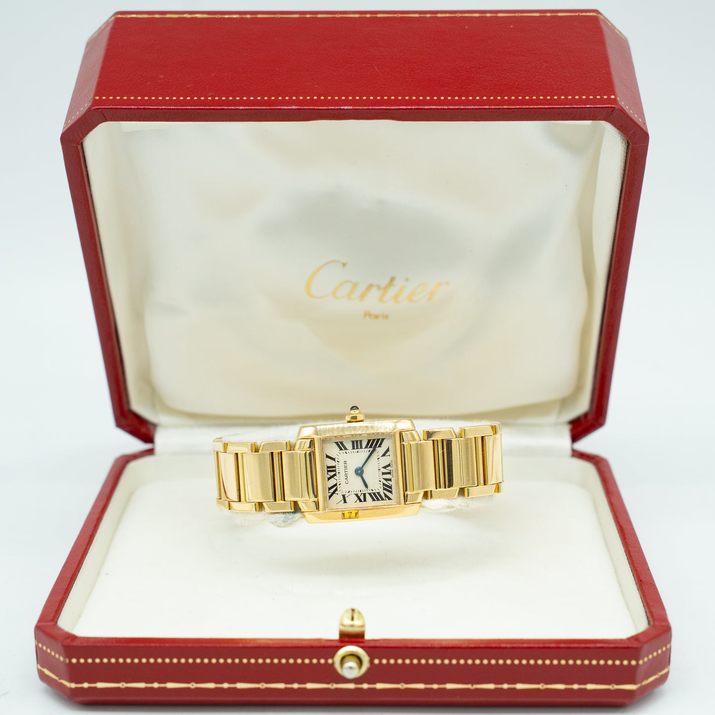 Cartier Tank Francaise W50002N2/1820 Yellow Gold Ladies Watch Box & Papers 1996