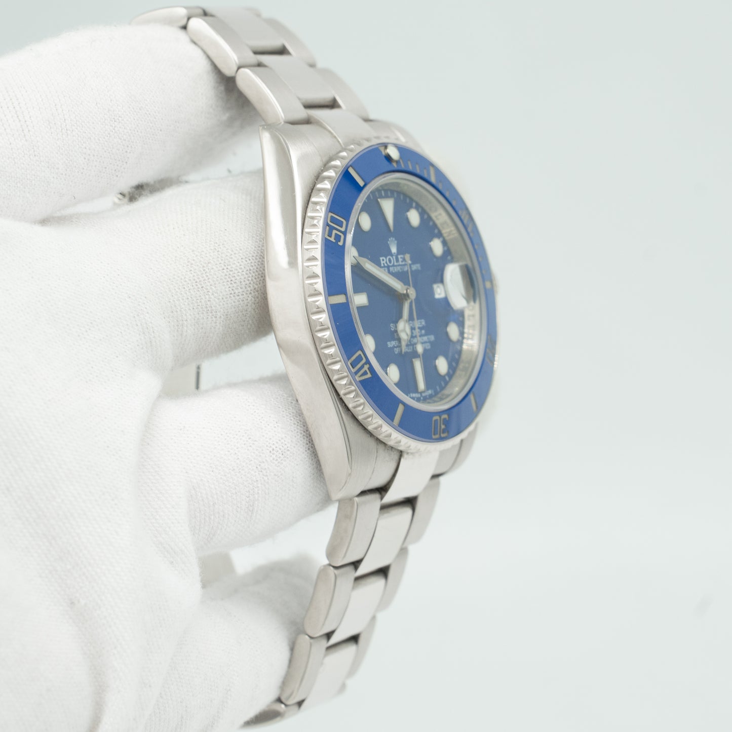 Rolex Submariner 'Smurf' 18kt White Gold Blue Ceramic 116619 2014 B&P