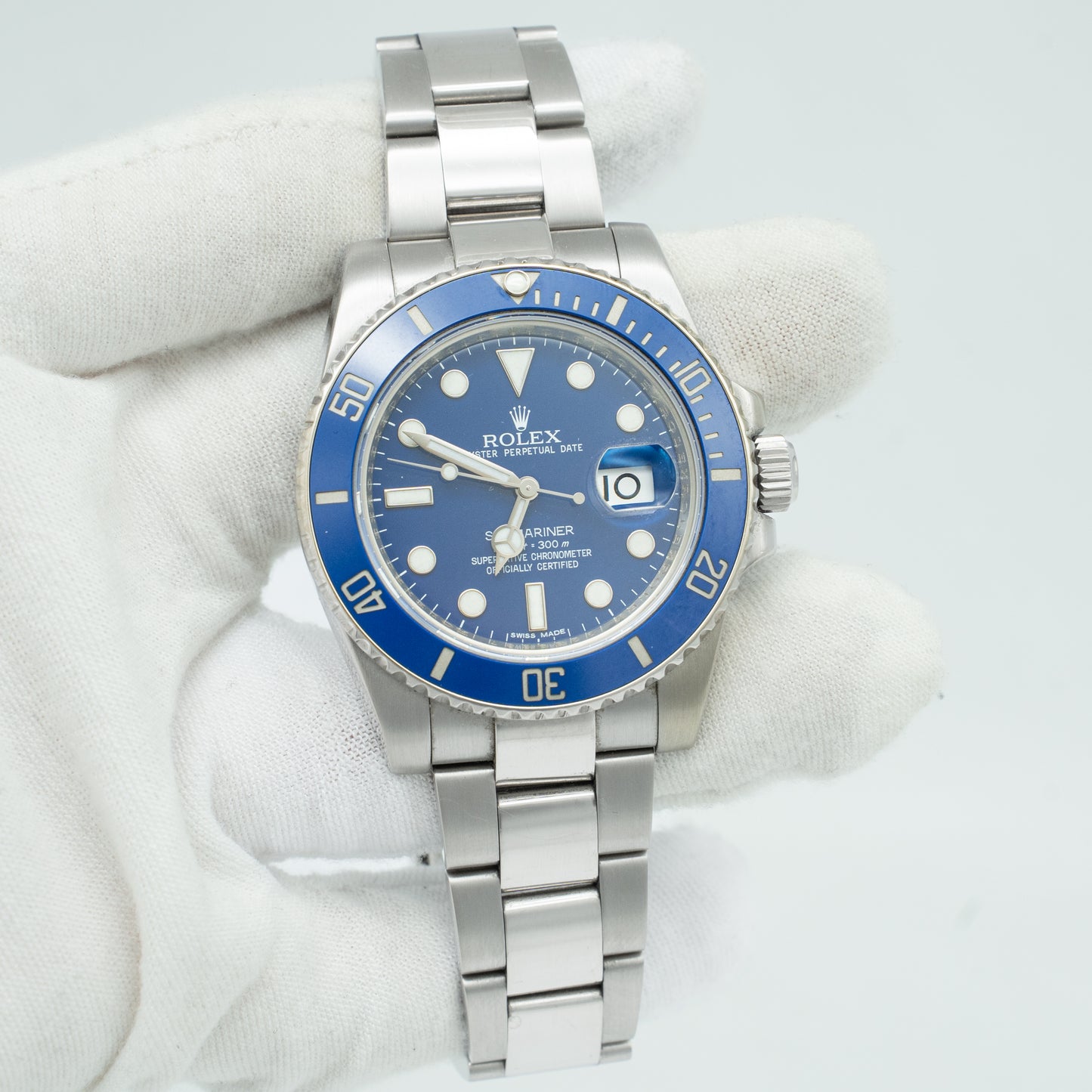 Rolex Submariner 'Smurf' 18kt White Gold Blue Ceramic 116619 2014 B&P