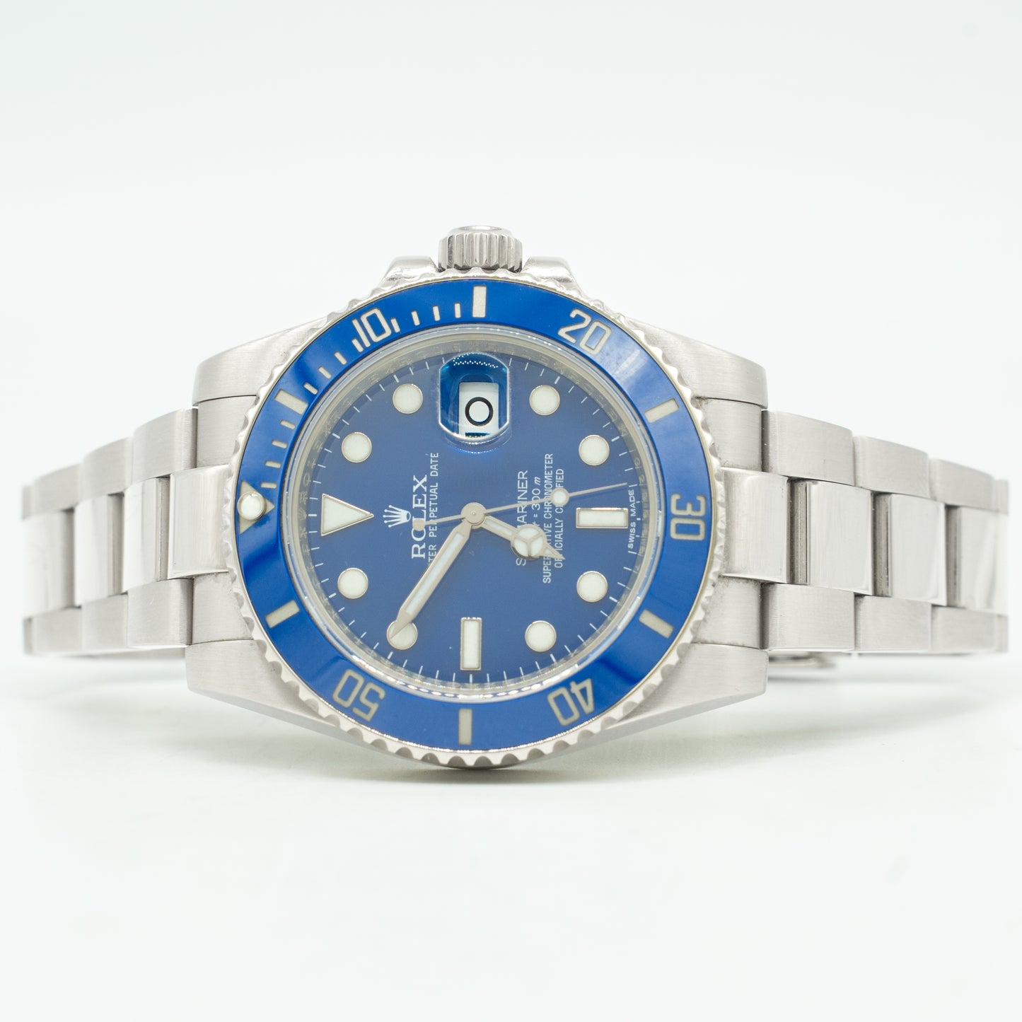 Rolex Submariner 'Smurf' 18kt White Gold Blue Ceramic 116619 2014 B&P