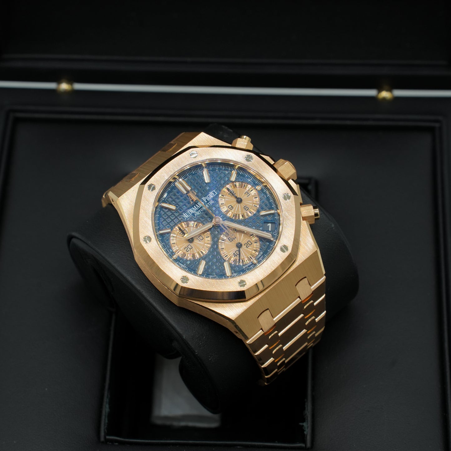 Audemars PIGUET ROYAL OAK CHRONOGRAPH 18K ROSE GOLD 26239OR BLUE DIAL FULL SET