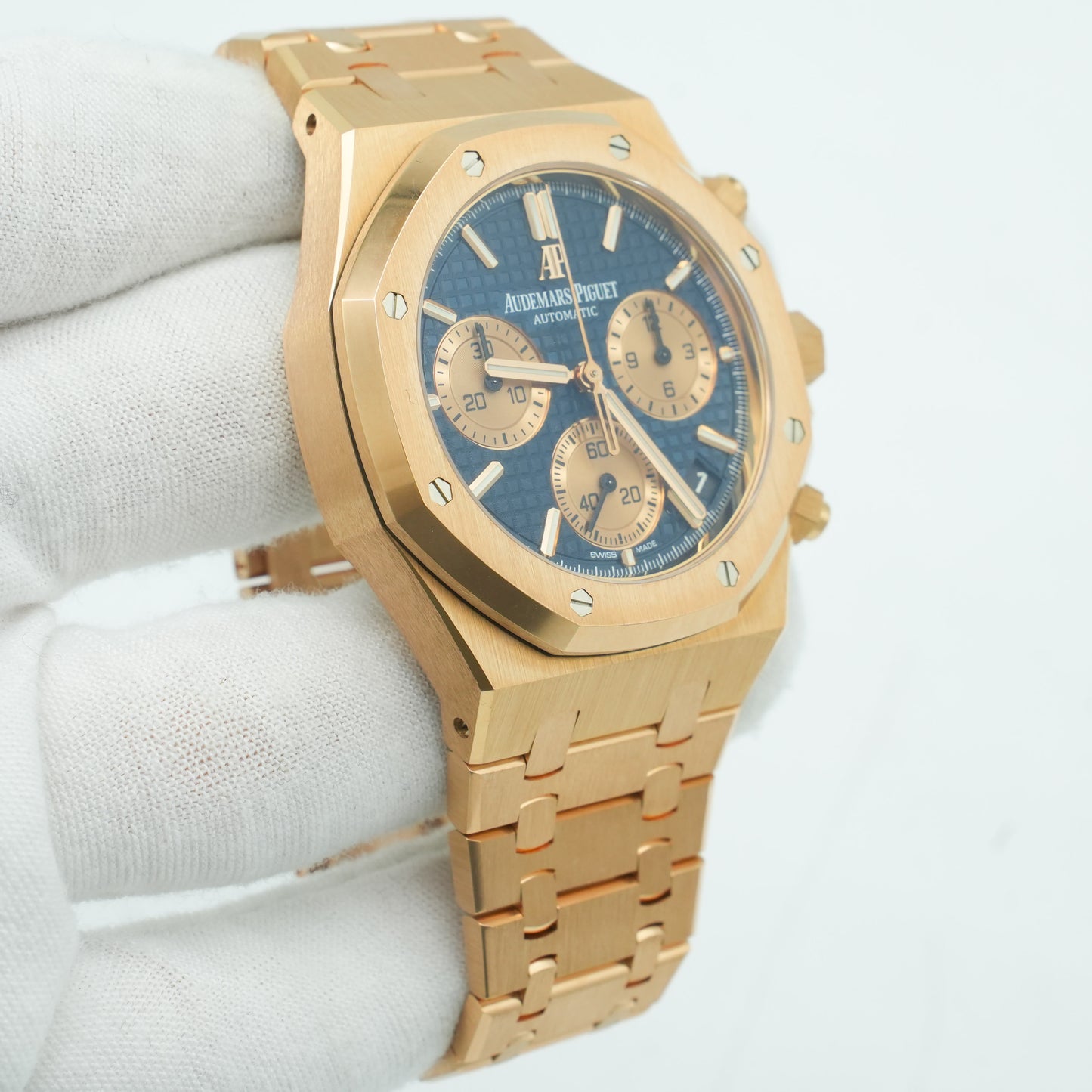 Audemars PIGUET ROYAL OAK CHRONOGRAPH 18K ROSE GOLD 26239OR BLUE DIAL FULL SET