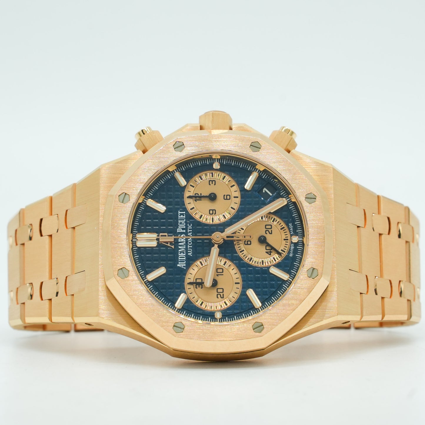 Audemars PIGUET ROYAL OAK CHRONOGRAPH 18K ROSE GOLD 26239OR BLUE DIAL FULL SET