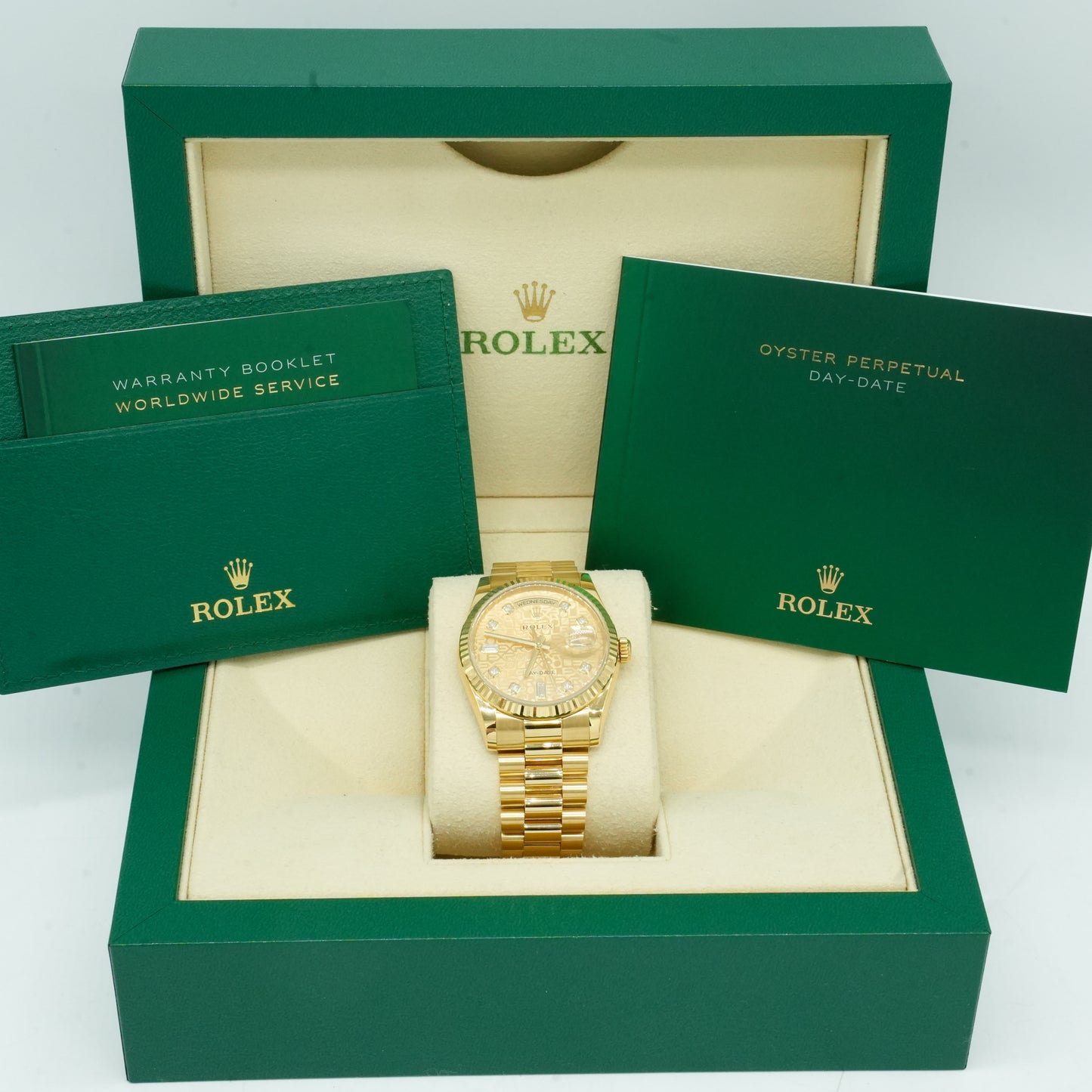 ROLEX Day-Date 36 118238A Yellow Shell Computer/Diamond WATCH 635259