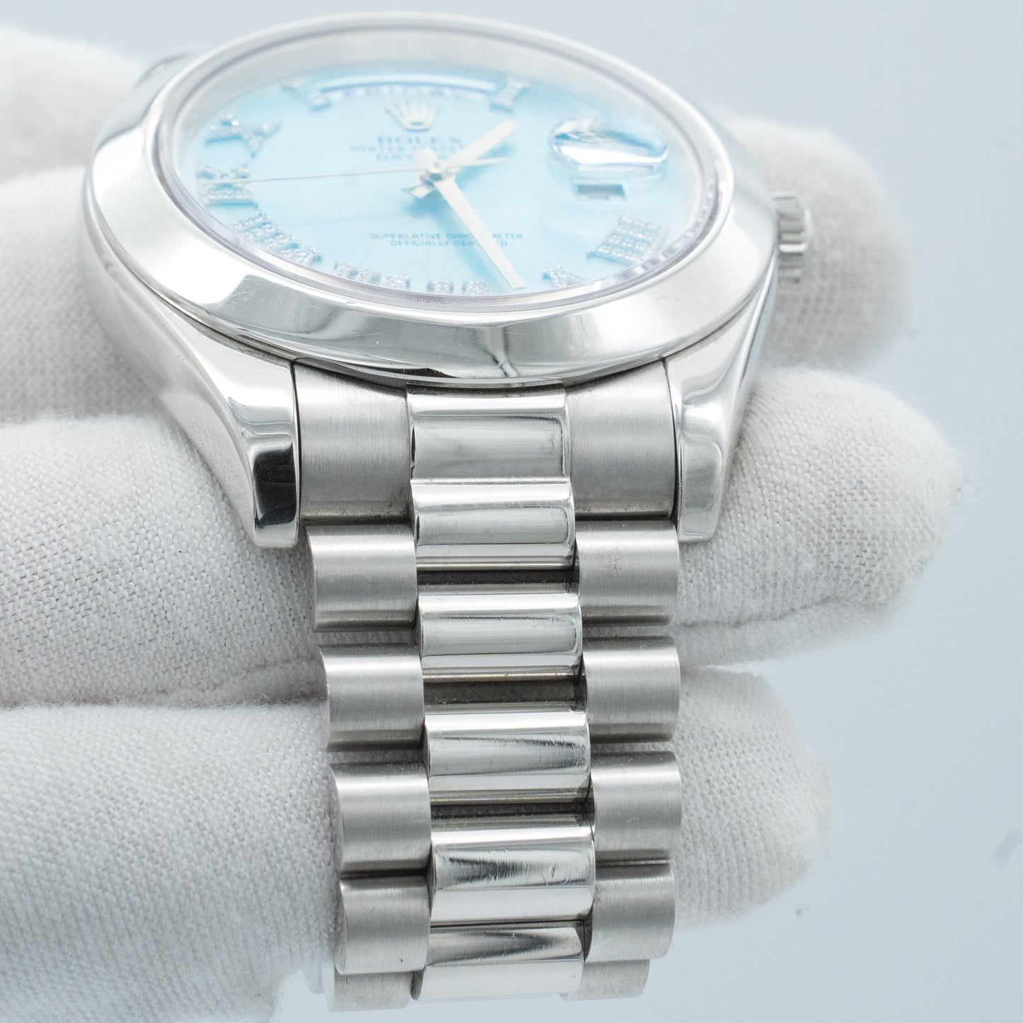 Rolex Platinum Day-Date II Ice Blue Diamond Dial 41mm 218206 President 2015
