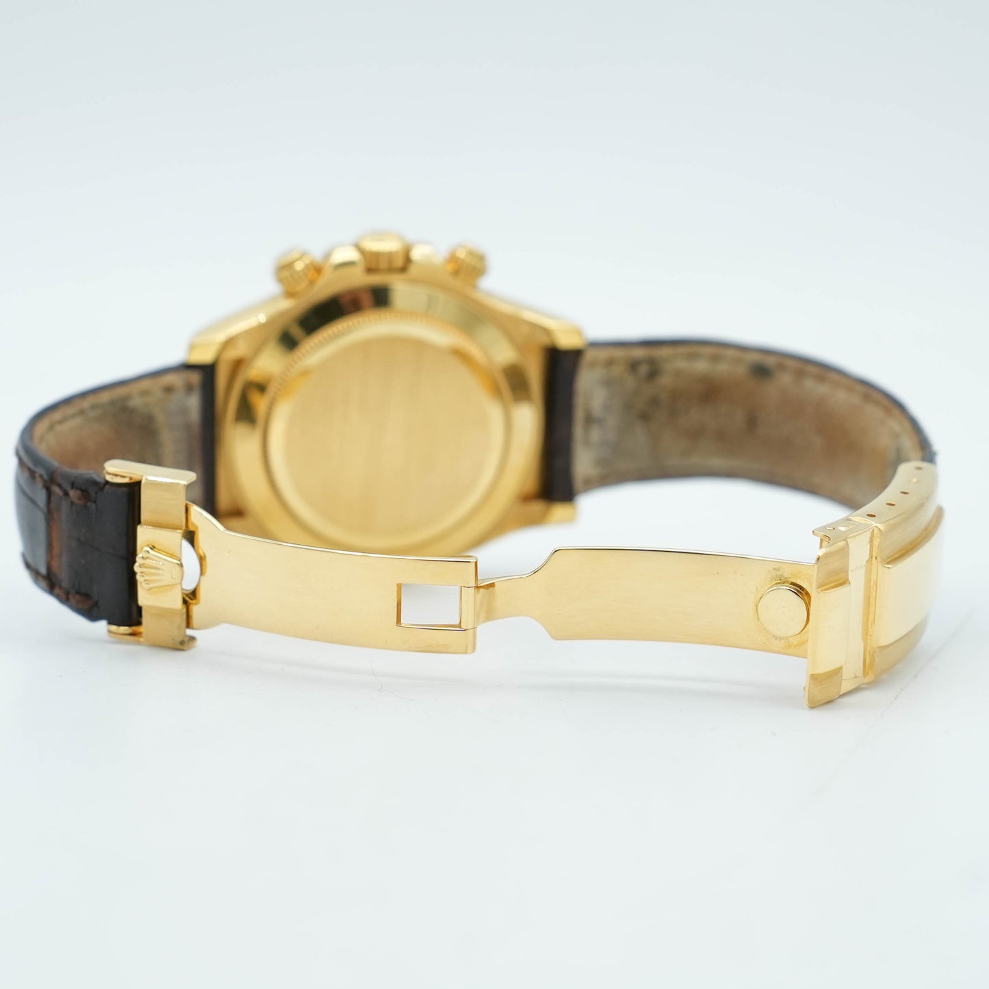 Rolex Daytona 116518 Watch 40MM Yellow Gold White Arrow Dial Leather