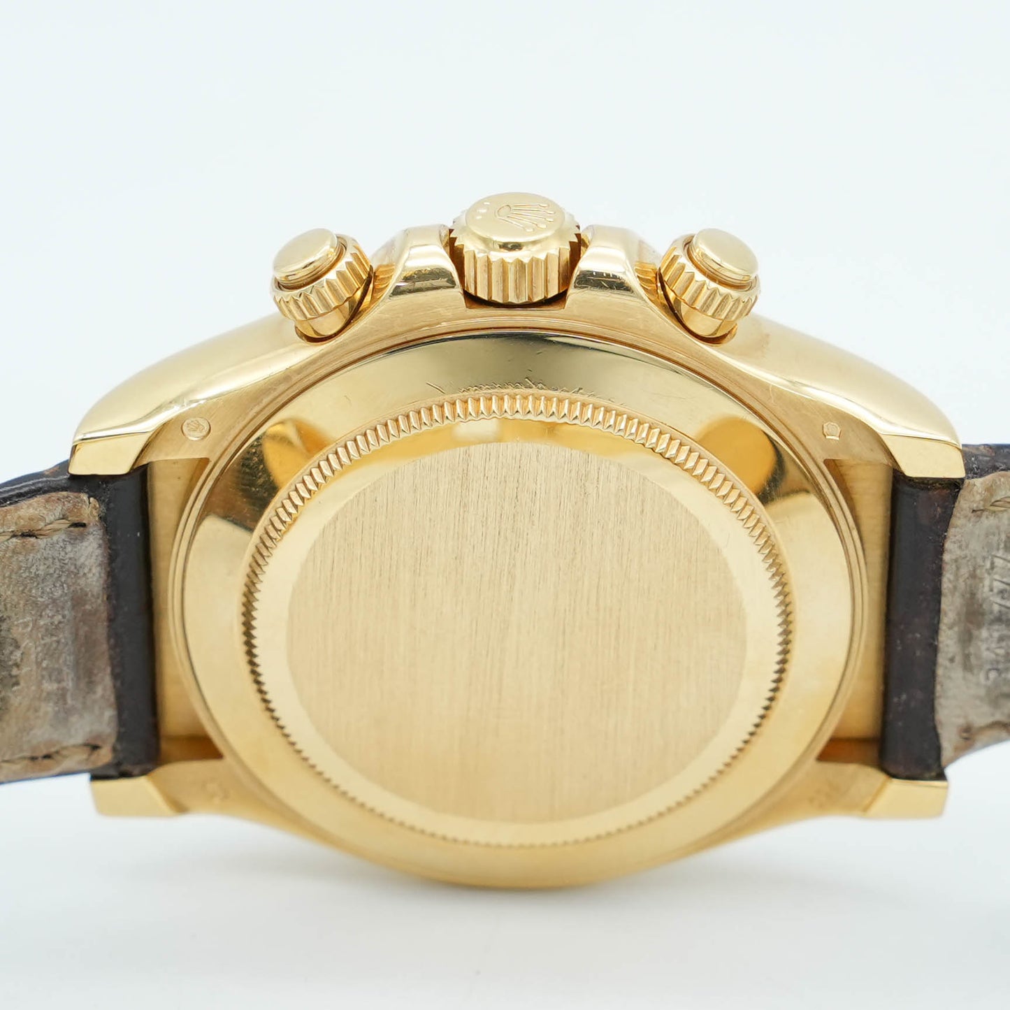 Rolex Daytona 116518 Watch 40MM Yellow Gold White Arrow Dial Leather