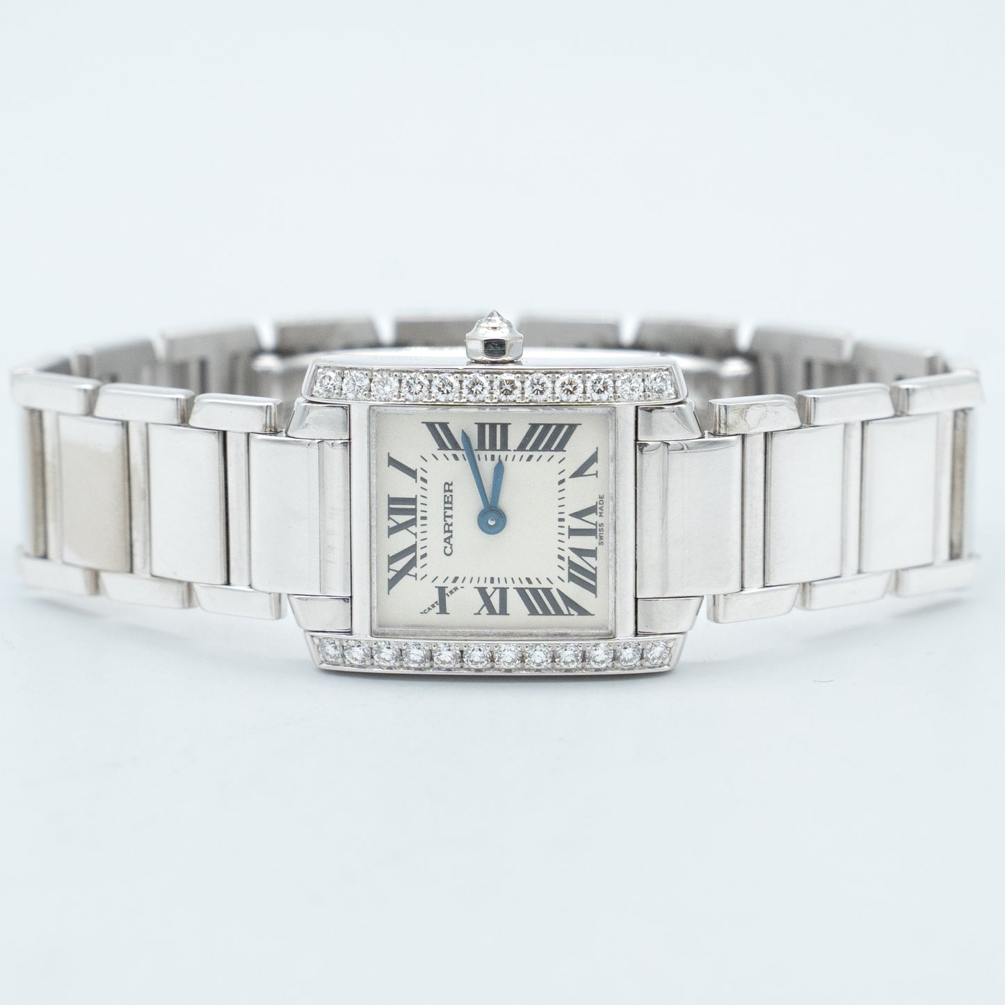 Cartier Tank Francaise 18k White Gold & Factory Diamonds Quartz Watch 2403