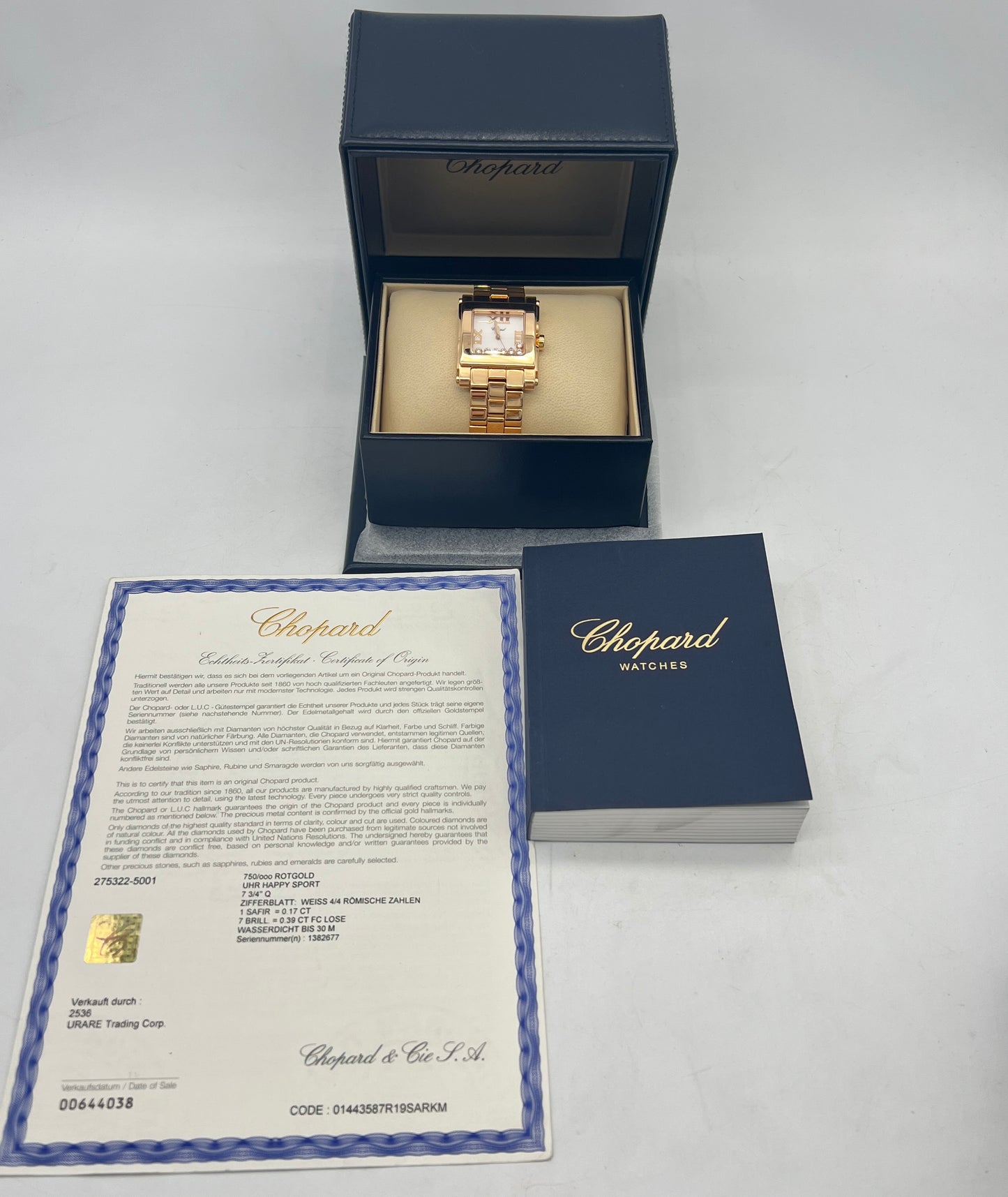 Chopard Happy Sport Square 275322-5001 Rose Gold Ladies Watch