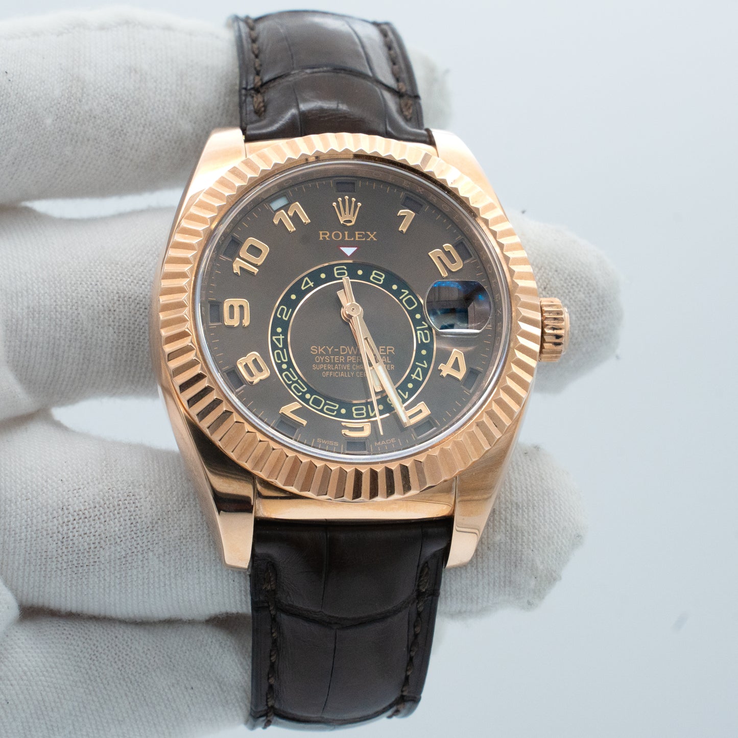 Rolex Sky-Dweller 42mm Rose Gold Chocolate Dial Ref 326135