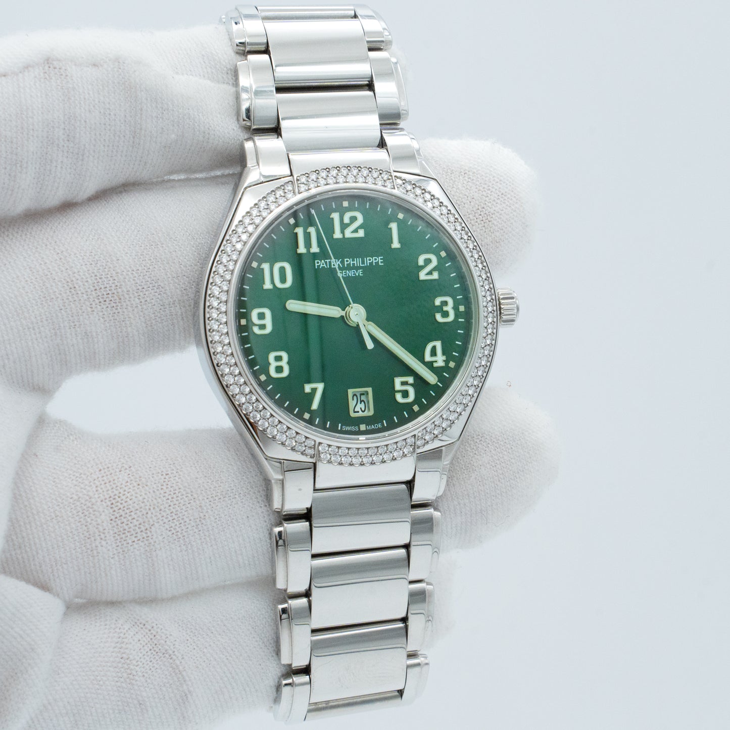 Patek Philippe Twenty~4 Steel & Diamond Olive Green Ladies Watch 7300/1200A-011