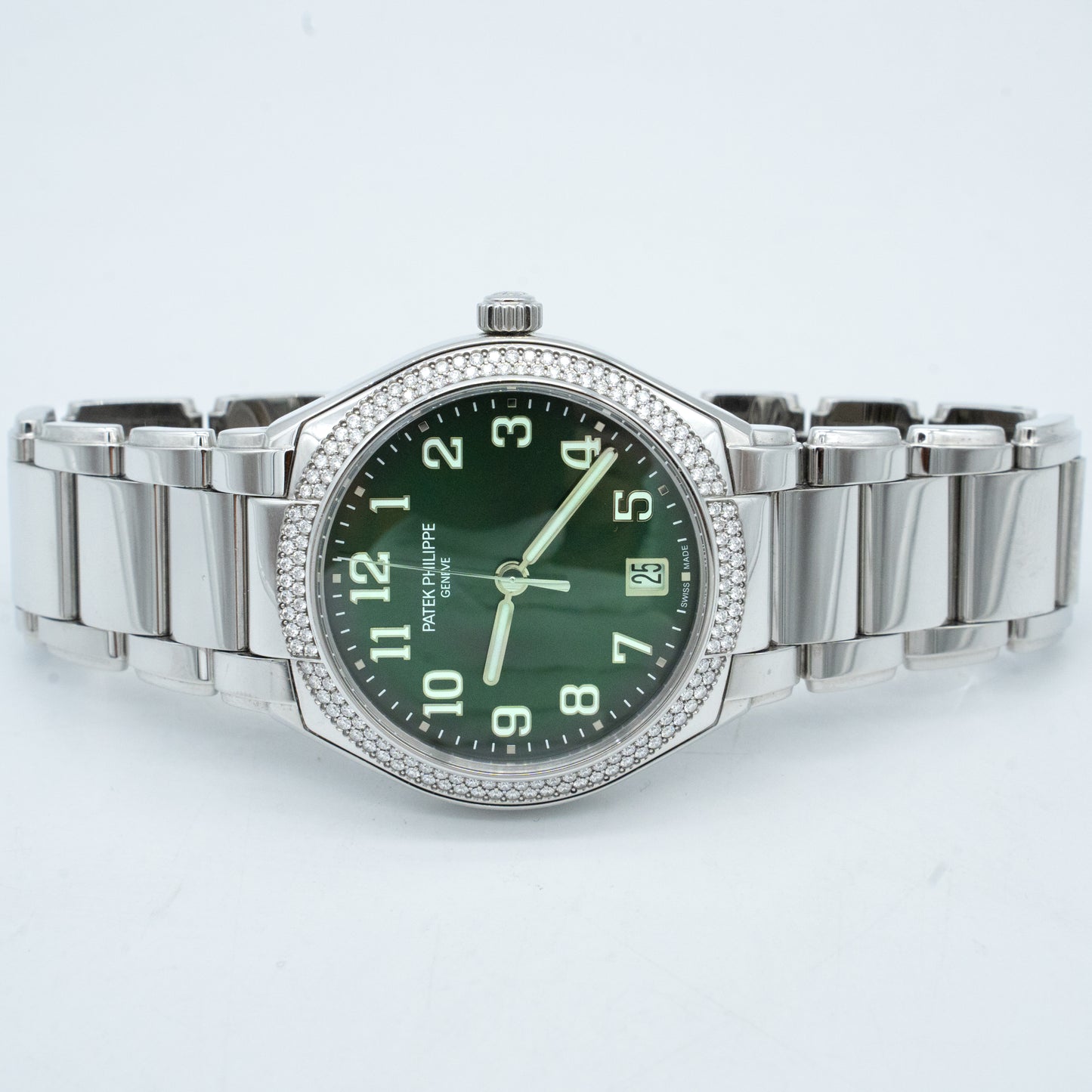Patek Philippe Twenty~4 Steel & Diamond Olive Green Ladies Watch 7300/1200A-011