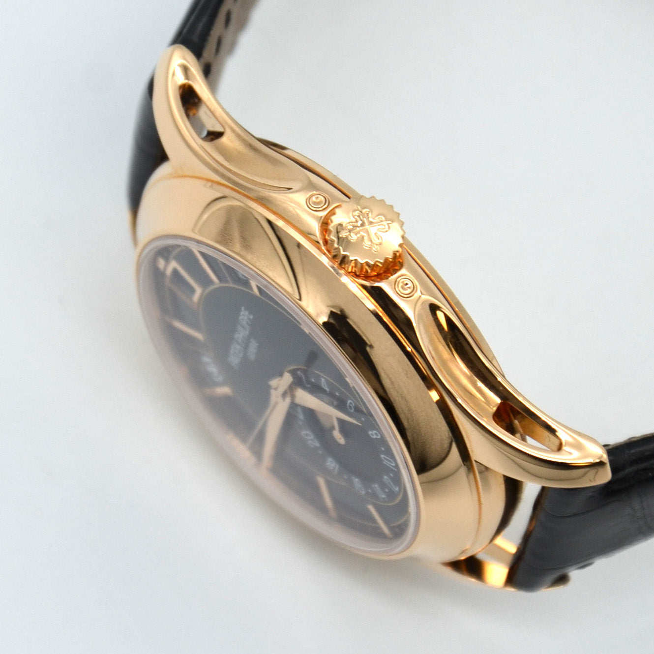 Patek Philippe Annual Calendar 5205R-010 18k Rose Gold Black Dial Box & Papers