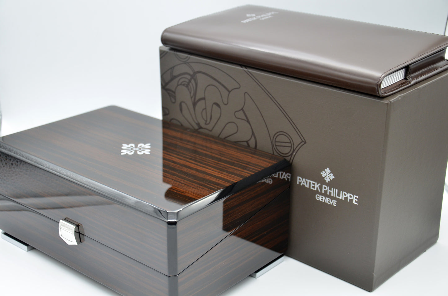 Patek Philippe Annual Calendar 5205R-010 18k Rose Gold Black Dial Box & Papers
