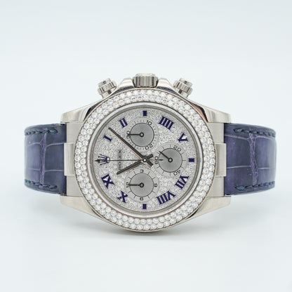 Rolex Daytona Cosmograph 40mm 18k WHITE GOLD Watch FACTORY DIAMOND 116589RBR