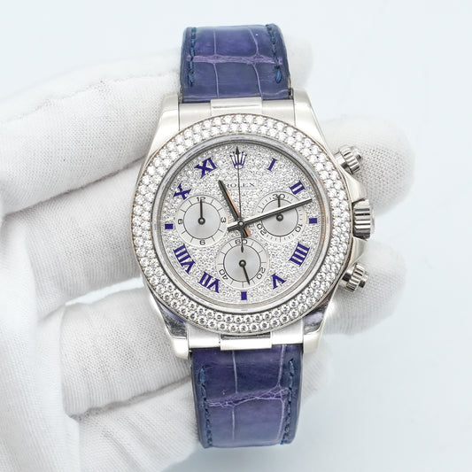 Rolex Daytona Cosmograph 40mm 18k WHITE GOLD Watch FACTORY DIAMOND 116589RBR
