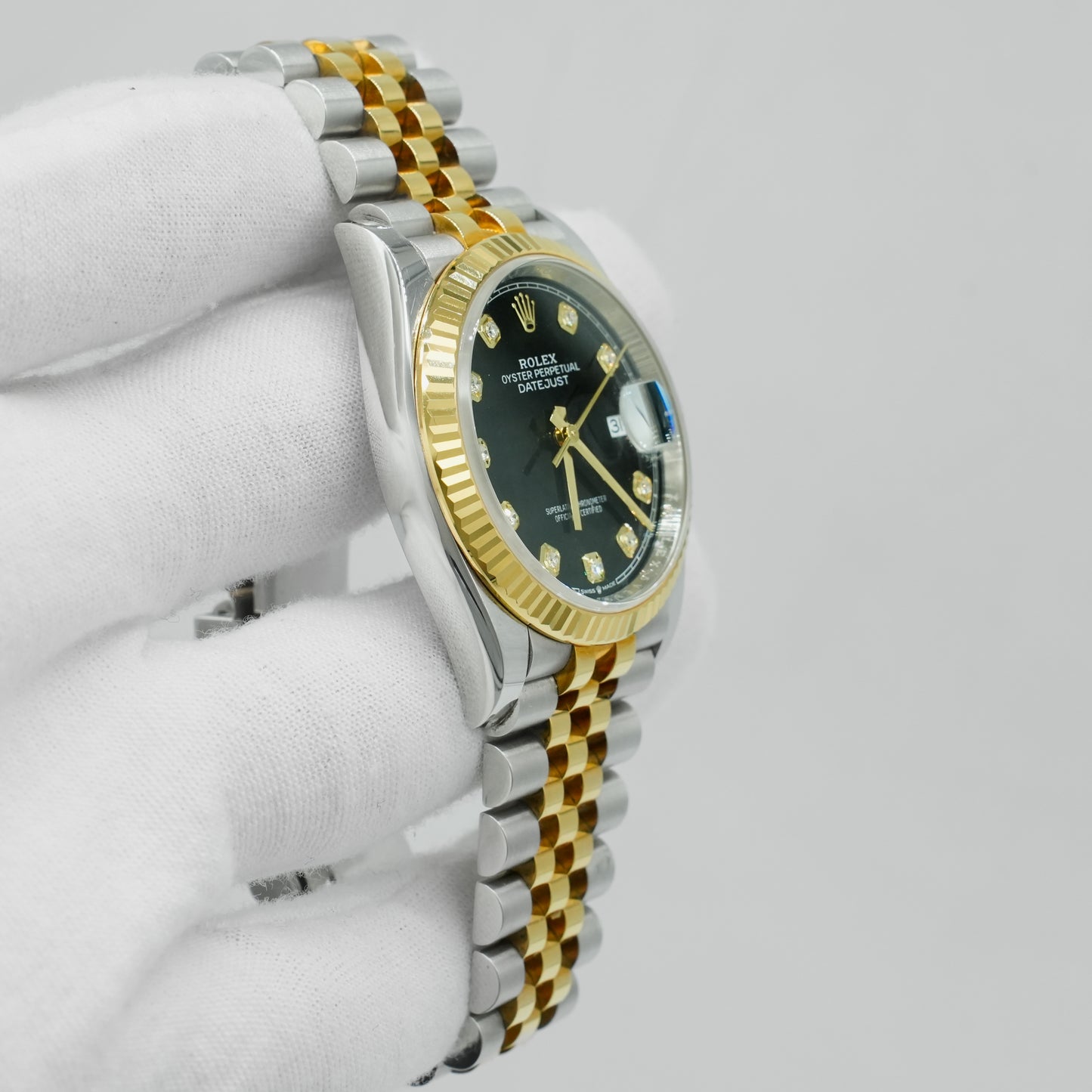Rolex Datejust 36m 126233 Diamond Black Steel Yellow Gold