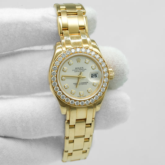 Rolex 18K Yellow Gold 80298 Lady-Datejust Pearlmaster with 2023 Service Card