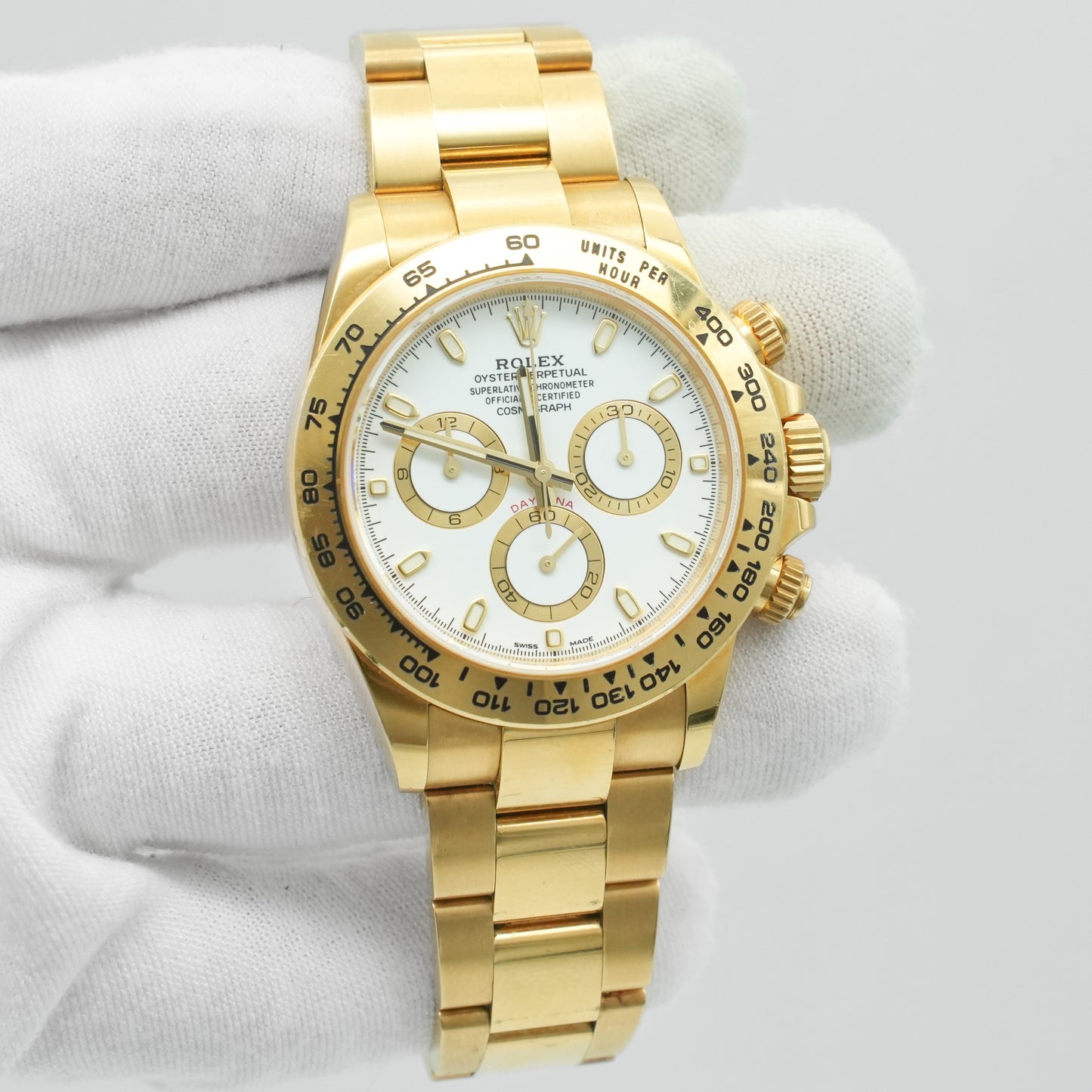 Rolex Daytona Cosmograph Yellow Gold White Dial 116508