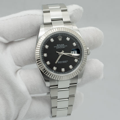 Rolex Datejust 41 Stainless Steel Factory Black Diamond Dial 126334
