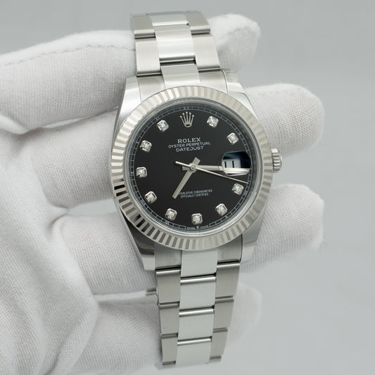 Rolex Datejust 41 Stainless Steel Factory Black Diamond Dial 126334