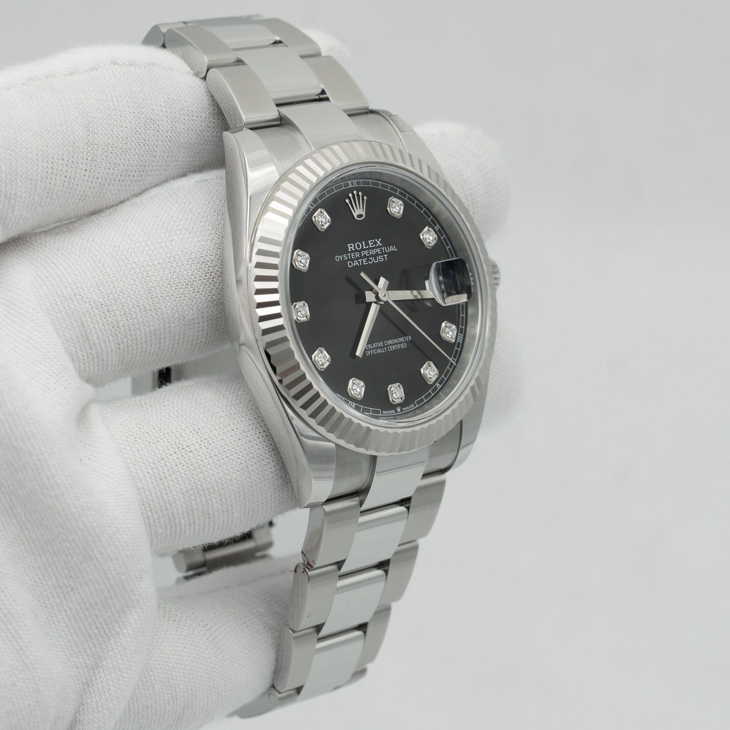 Rolex Datejust 41 Stainless Steel Factory Black Diamond Dial 126334