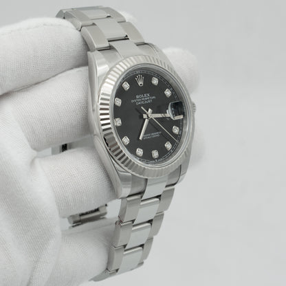 Rolex Datejust 41 Stainless Steel Factory Black Diamond Dial 126334