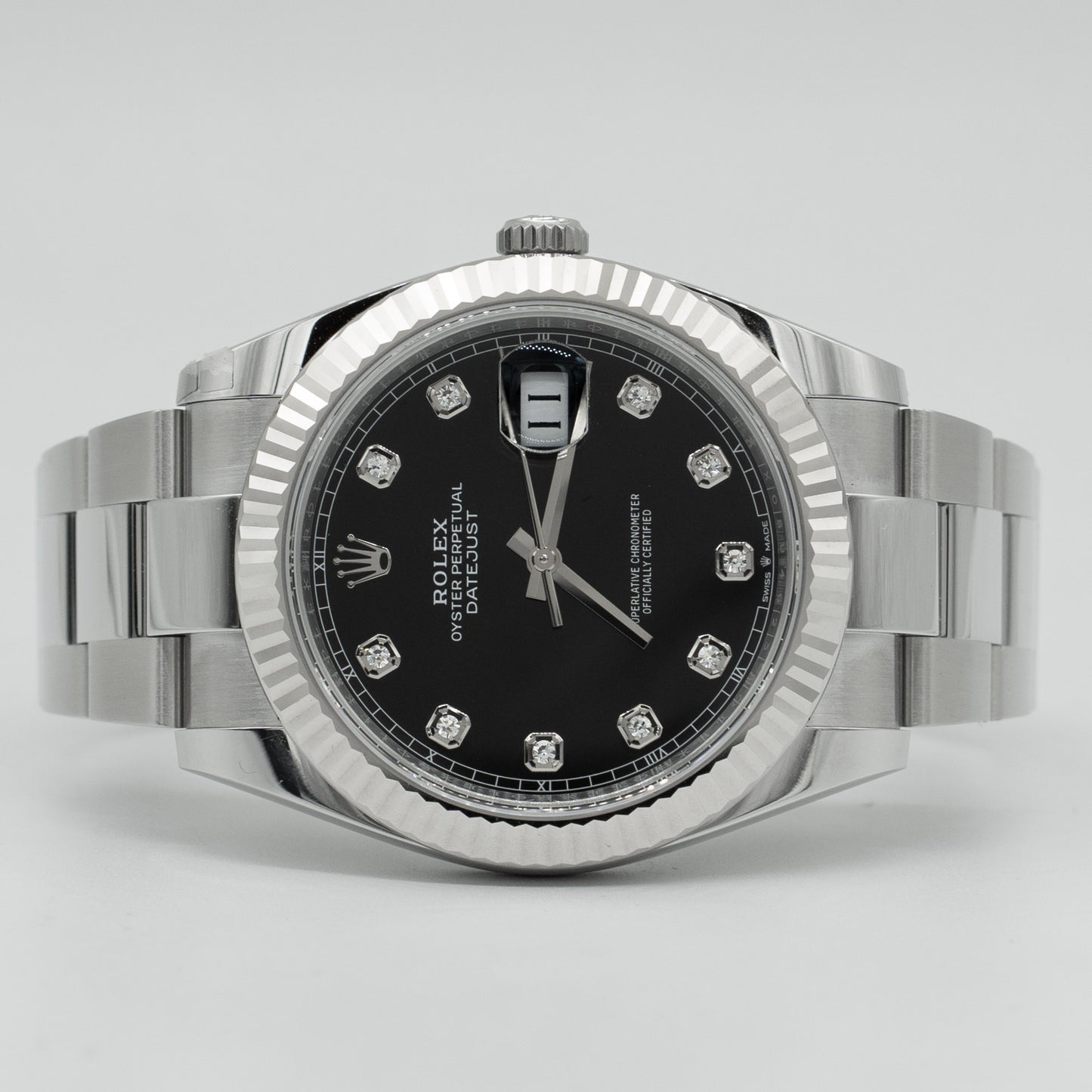 Rolex Datejust 41 Stainless Steel Factory Black Diamond Dial 126334