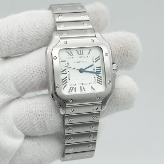 Cartier Santos De Cartier Medium WSSA0029 35MM Silver Dial B&P (Missing Cushion)