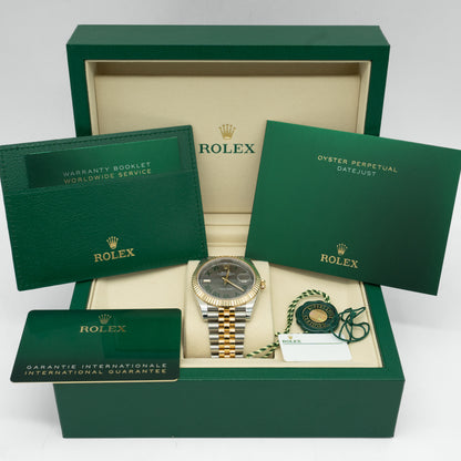 Rolex Datejust 41mm Fluted Bezel Slate Green Roman Dial 126333